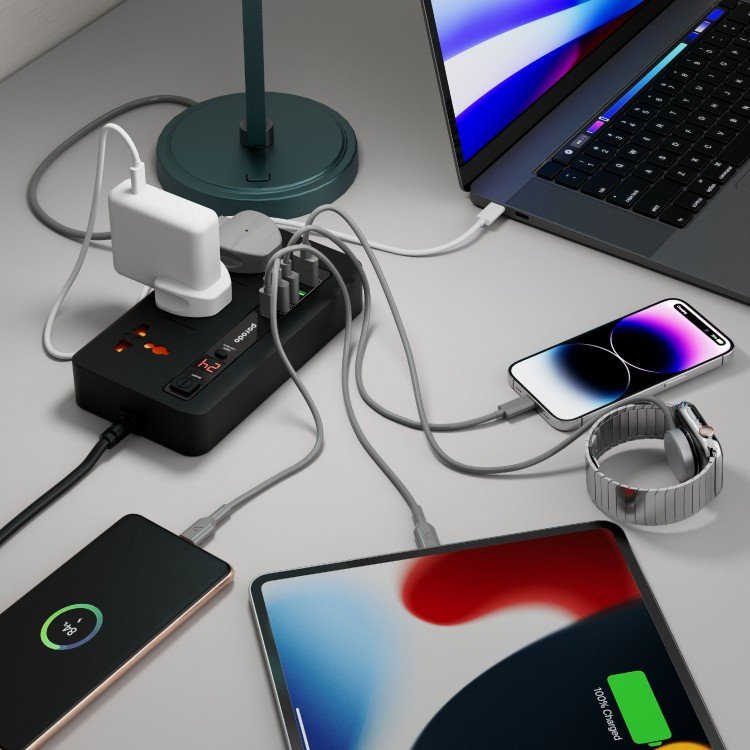 Porodo Multi-Port Power HUB 4 USB-A/USB-C Ultimate Home & Office Kit 2M Porodo Multi-Port Power HUB 4 USB-A/USB-C Ultimate Home & Office Kit 2M